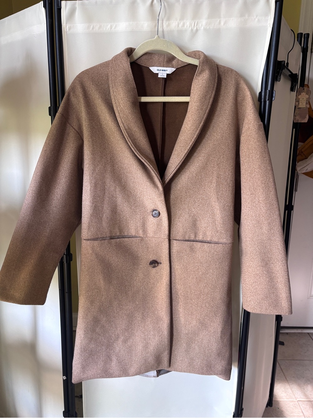 Old Navy Womens Light Brown Shawl Collar Pea Coat
